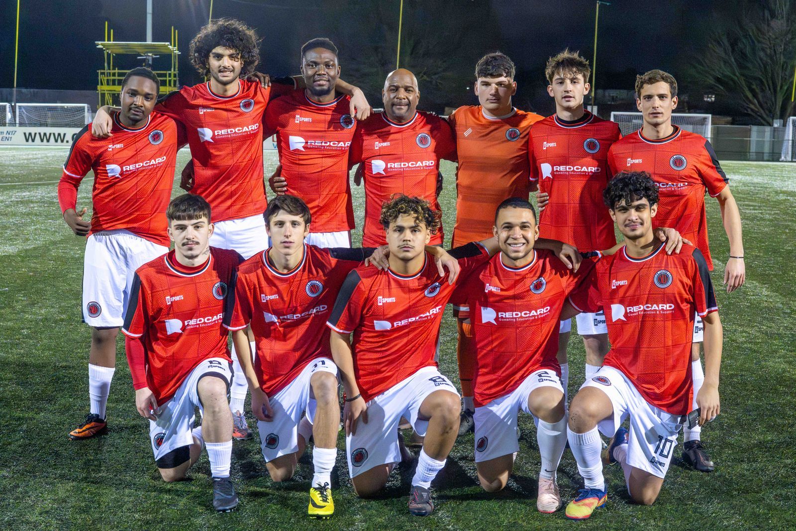 NW London FC squad wearing Red Card branded kit